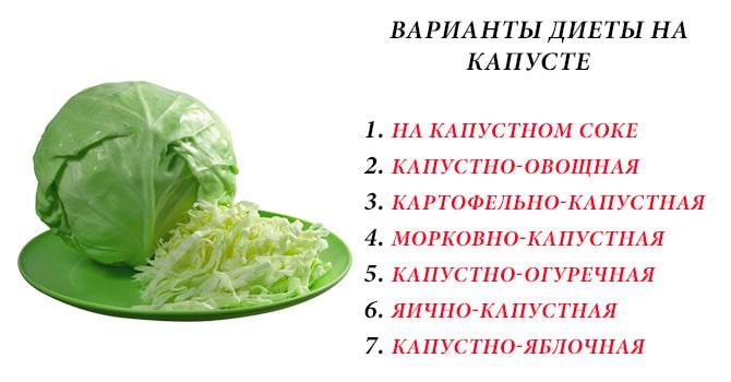 Виды капустной диеты